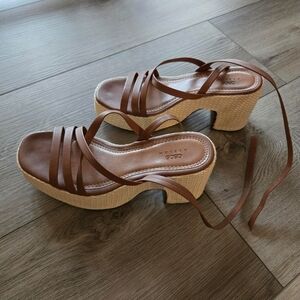 ASOS Brown Platform Strappy Sandals